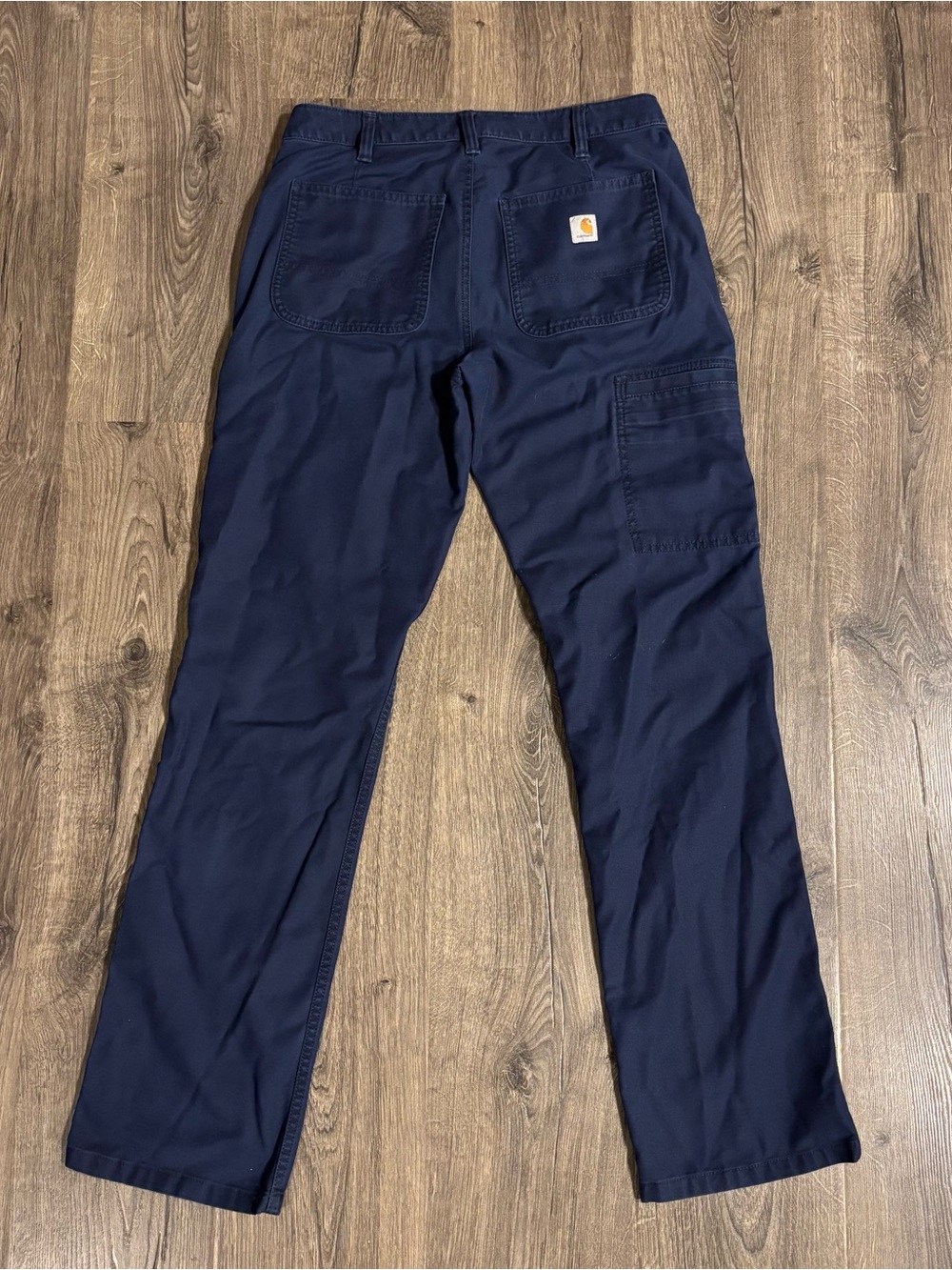 Carhartt Canvas Navy Blue Work Cargo Pants Utility Pocket Loose Fit Wmns 8 Tall
